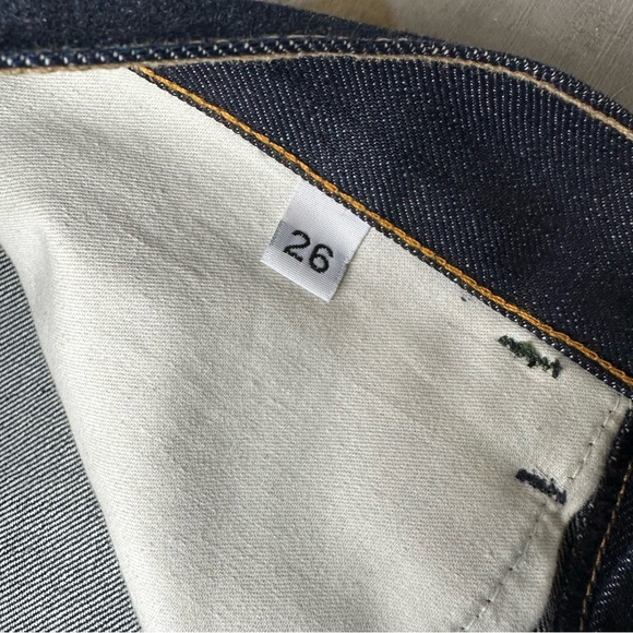 Imogene+Willie Rigid Denim Mid-Rise Jeans Dark Wash Straight Leg Cuffed Hem - Picture 7 of 10